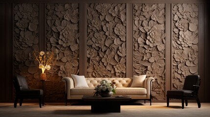 A high-quality photograph that focuses on the intricacies of a luxury wall texture, highlighting its fine craftsmanship and exquisite detailing.