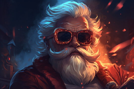 cool santa claus with eyeglasses. High quality photo
