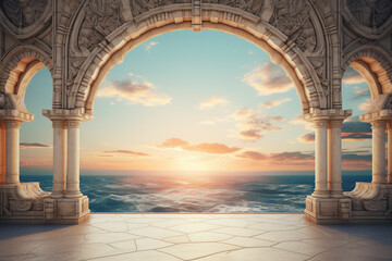 royal arch in river on evening background