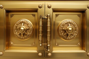 Vintage bank vault door with closed security safe box   full frame metal door for background
