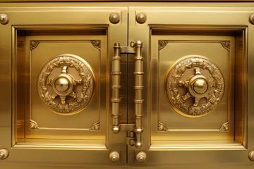 Papier Peint photo Lavable Pleine lune Vintage bank vault door with closed security safe box   full frame metal door for background