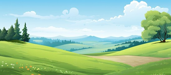 Rolling hills in the background of a summer scenery
