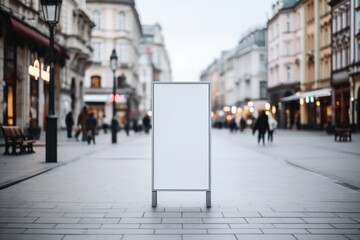 Empty billboard advertising stand on city background during a vibrant and sunlit winter day