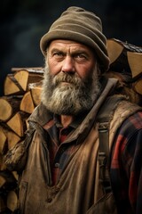 Obraz premium Portrait of a grizzled lumberjack. 
