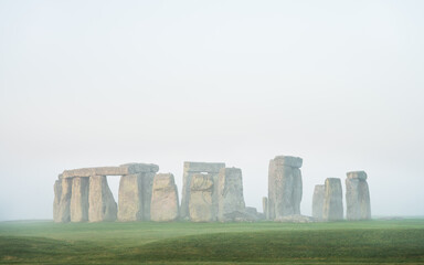 Stonehenge with morning mist in England