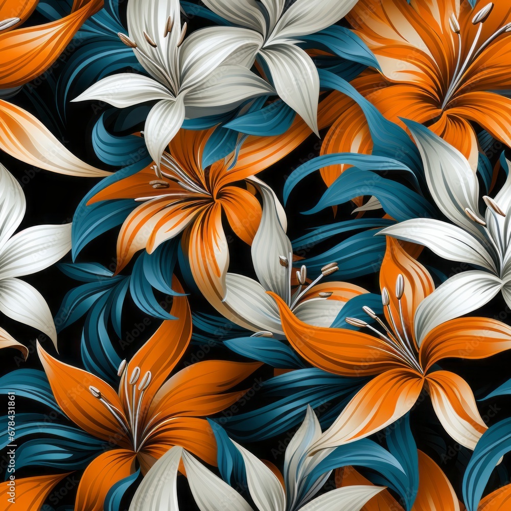 Poster exquisite and vibrant floral seamless pattern with a stunning and diverse array of colors