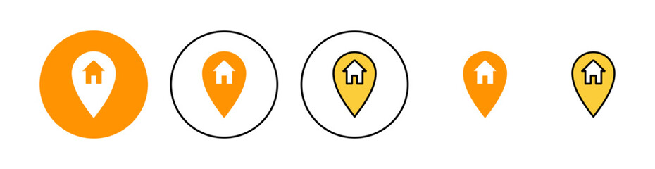 Address icon set for web and mobile app. home location sign and symbol. pinpoint