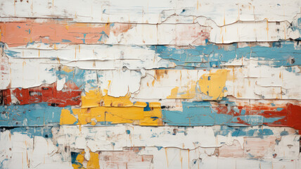 Obraz premium Colored wood planks texture background, oil painted vintage boards. Old rough wooden wall, worn multicolored surface. Theme of design, nature, material, grunge, crack