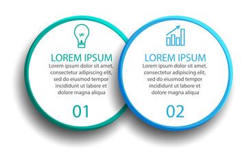 Fototapeta premium Simple 2 step infographic. color lines, symbols and text in one related unit, suitable for your business presentation