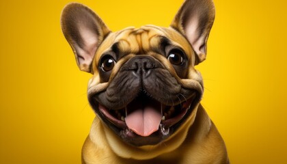 Irresistibly cute studio shot of a lovable dog on a vibrantly colored isolated solid background