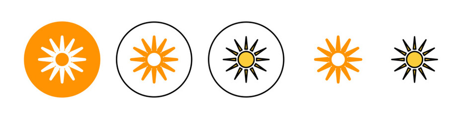 Sun icon set for web and mobile app. Brightness sign and symbol.
