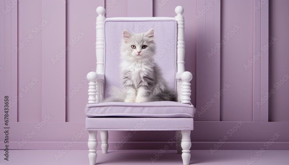 Poster charming studio portrait of an irresistibly cute cat posing on an isolated solid color background