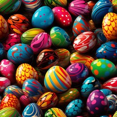 Fototapeta na wymiar Cheerful easter eggs seamless pattern on solid background, perfect for celebrating the joy of easter
