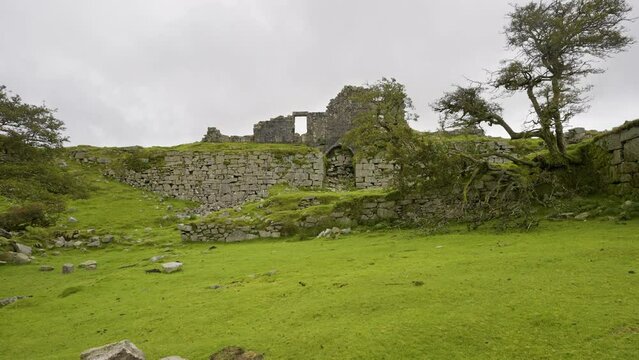 Granite Quarry Stone Building Ruins On Dartmoor Devon