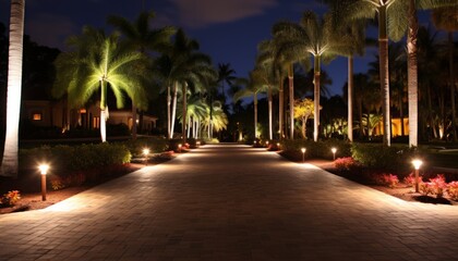 Fototapeta na wymiar Stunning and energy efficient outdoor led lighting system for illuminating modern backyard spaces