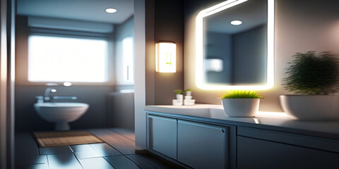 light blurred background inside bathroom