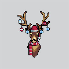 Pixel art illustration Christmas Deer. Pixelated Christmas deer. Christmas deer pixelated for the pixel art game and icon for website and video game. old school retro.