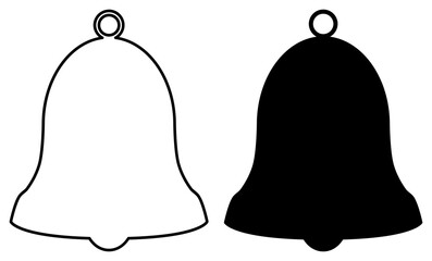 Bell icon outline and silhouette. Handbell illustration. Alarm and notification symbol. - obrazy, fototapety, plakaty