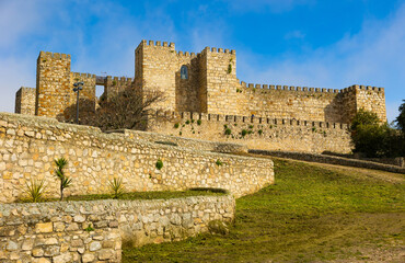 Spring view of Trujillo castle at province of Caceres at western Spain