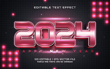 2024 happy new year text effect graphic style