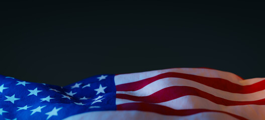 USA horizon waving National Flag for Veterans day background, 3d rendering