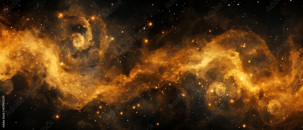 Wall mural an abstract image of golden waves on a deep space, suitable for use as a background, wallpaper, or w