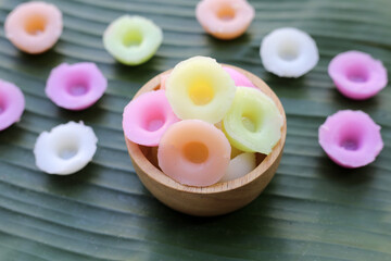 Fototapeta na wymiar Floral rice cakes (Kanom Nam Dok Mai) Thai dessert
