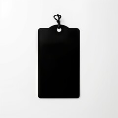 Fototapeta premium minimalistic sleek black price tag on crisp white canvas, Generative AI