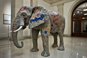 Republican Elephant Sculpture an Urban Building Interior Generative AI