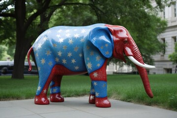 Republican Elephant Statue Gracefully Adorning the Sidewalk Generative AI