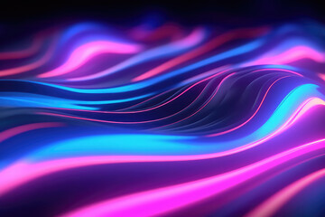 Abstract technology futuristic neon circle glowing blue and pink light. Dynamic translucent soft gradient. Generative AI.