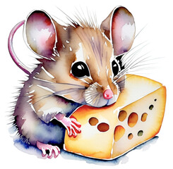 Mysz z serem ilustracja - obrazy, fototapety, plakaty