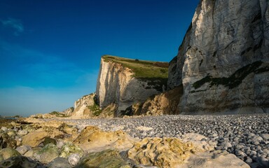 white cliffs at sunset