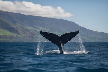 whale tail on the water surface