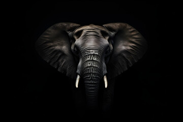Fototapeta na wymiar Close up of elephant portrait on dark background