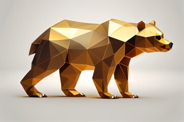 Geometric Brown Bear Sculpture in an Artistic Display of Mathematical Generative AI