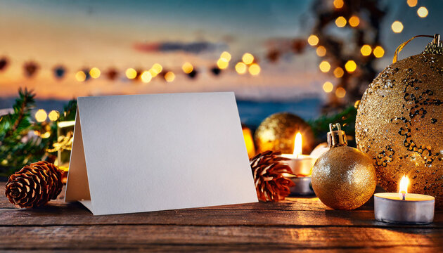 holiday card with festive decorations, empty space for personalized messages, spreading joy and warmth for celebration