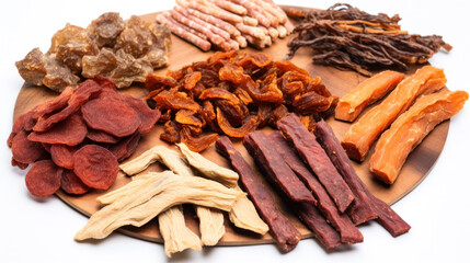 Sliced salted dried fish isolated on white background