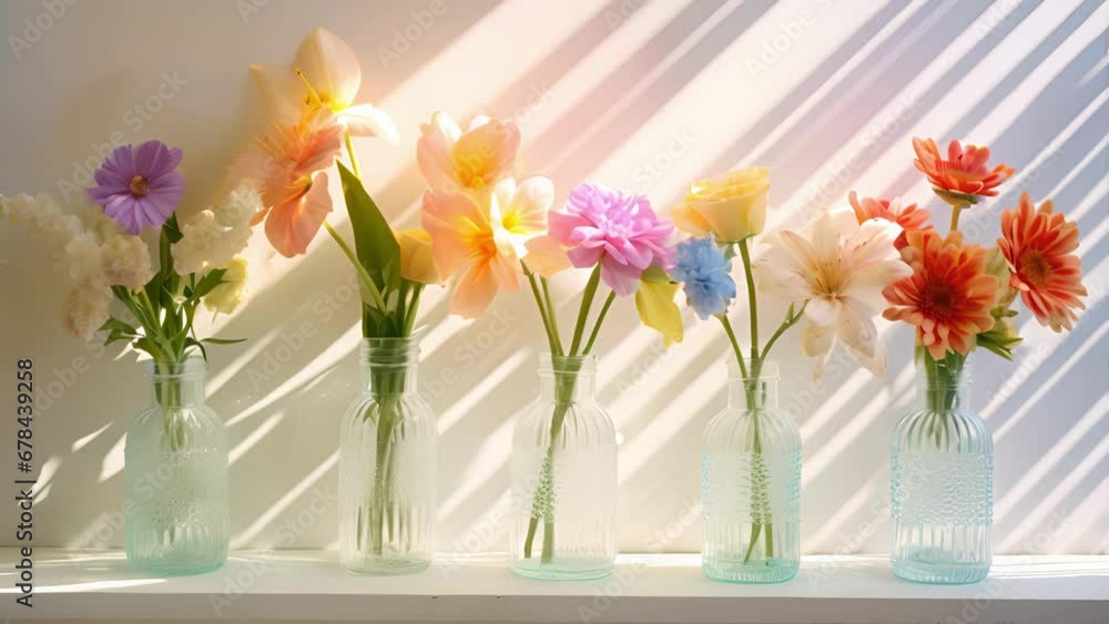 Poster a refreshing and vibrant springtime composition featuring a clean and crisp white background. soft, 