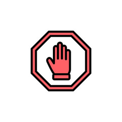 Stop icon set illustration. stop road sign. hand stop sign and symbol. Do not enter stop red sign with hand