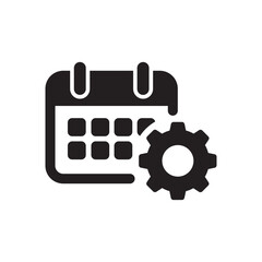 Calendar with cogwheel gear setting icon vector