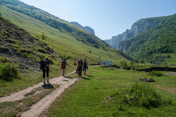 Fototapeta na wymiar A group of determined individuals trekking together, step by step
