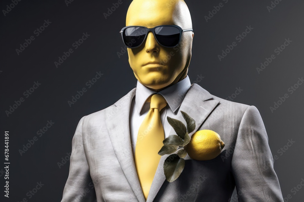 Poster dapper gentleman sporting a citrus twist generative ai