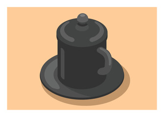 Tea cup with cap and lid. Simple flat illustration