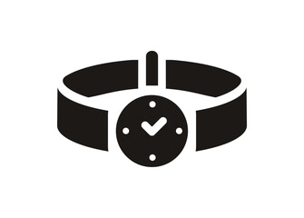 Watch clock. Rounded watch clock. Simple illustration in black and white.
