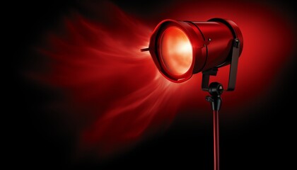 Dramatic red stage spot light illuminating the performance area with a captivating glow