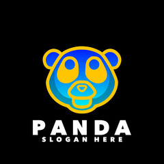 Panda head symbol line logo template 