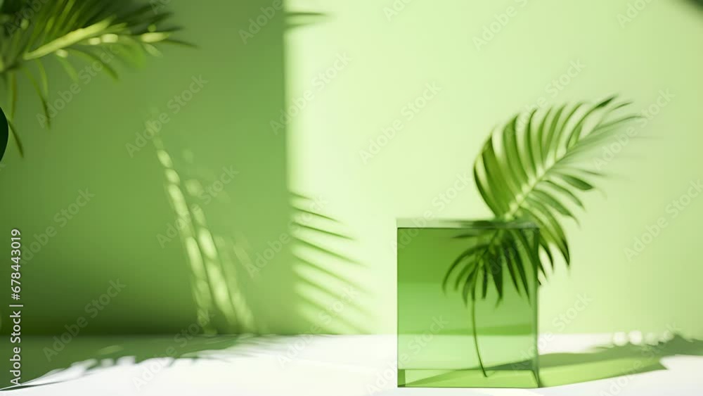 Poster a vibrant, green background with dappled light filtering through the window, casting playful shadows