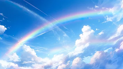 Foto op Canvas 青空にかかる美しい虹のアニメ風イラスト © Hanasaki