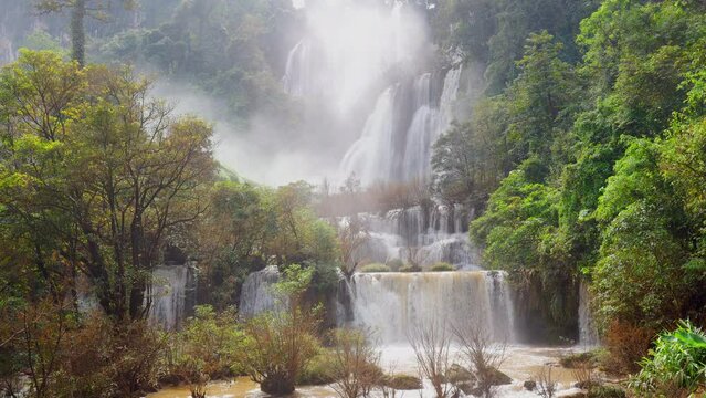 Thi Lor Su Waterfall in late rainy season , Tak Province Thailand.